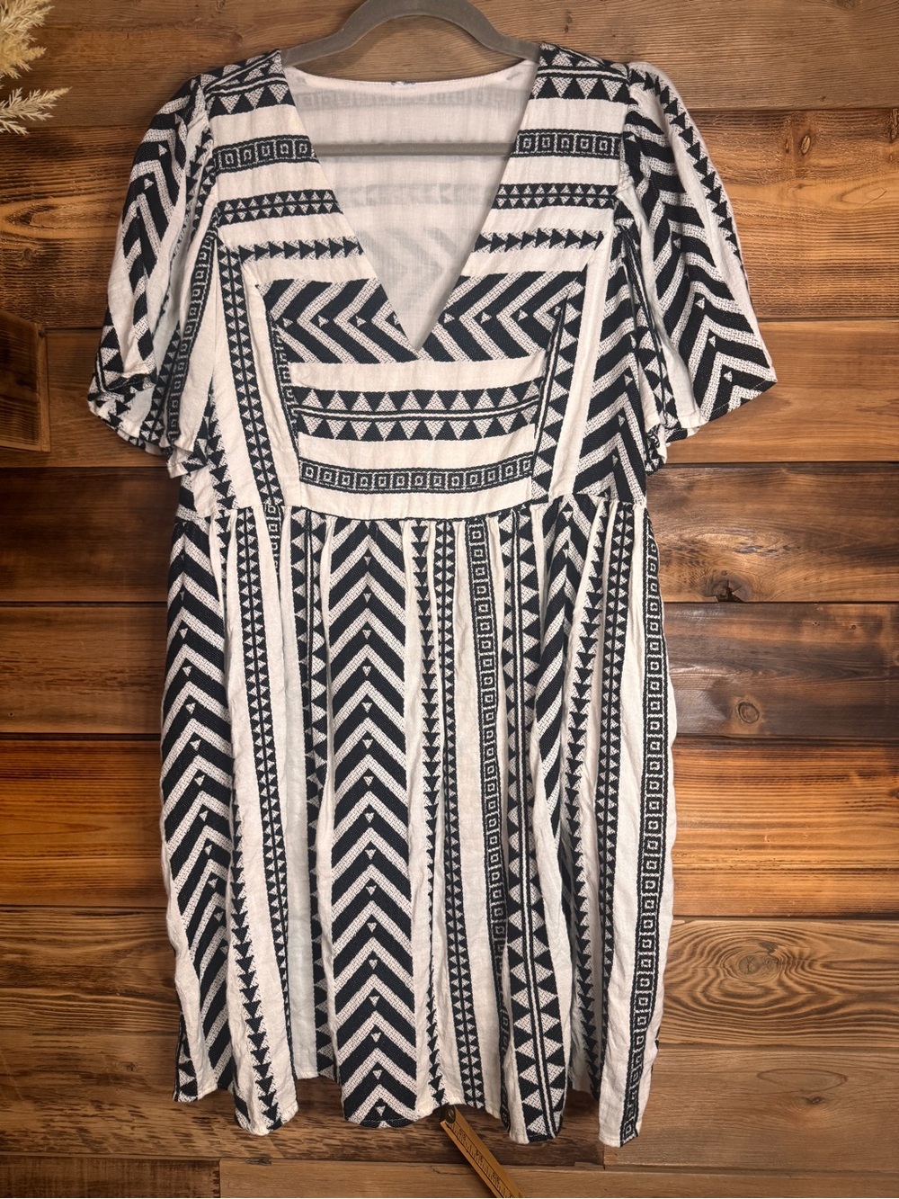 Old Navy Dress Black & White Boho Mini Swing Women’s Dress | Size 14 Large